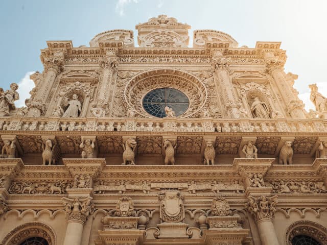 Ornate Baroque Cathedral exterior, the Basilica di Santa Croce.