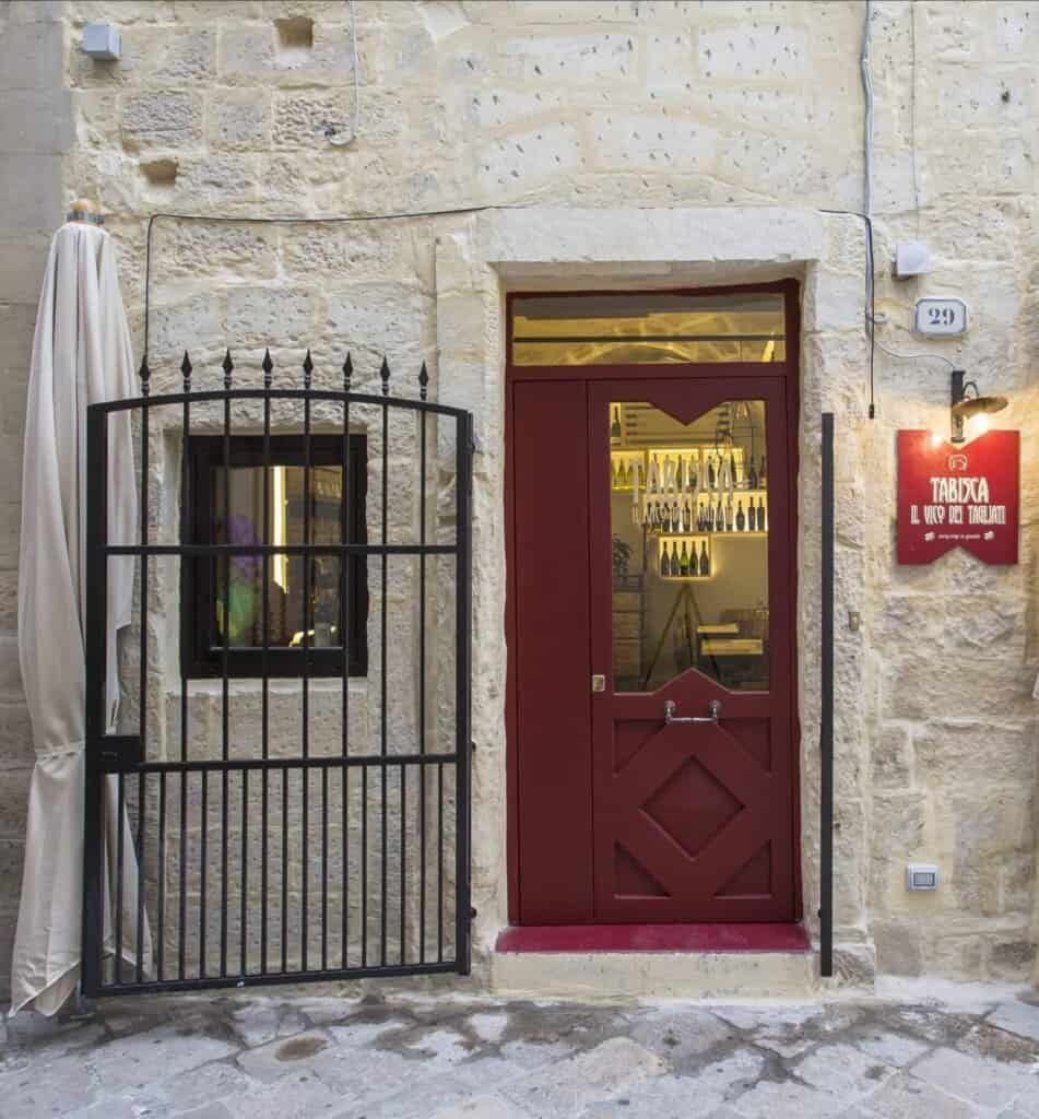 Restaurant exterior in Lecce, Italy.