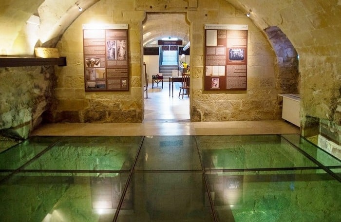 A glass floor at the Jewish Museum, Museo Ebraico, in Lecce Italy.