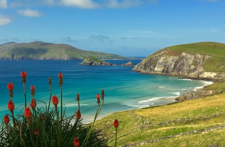 The Irish coastline on a sunny day.