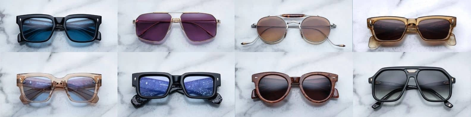 A montage of men's sunglasses for the definitive guide to Jaques Marie Mage sunglasses