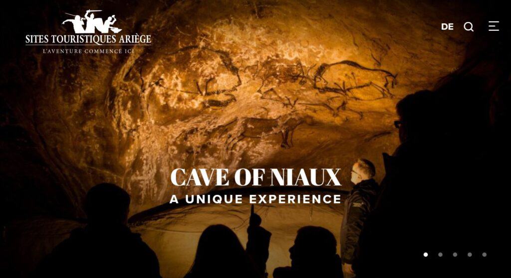 Homepage of Cave of Niaux website in Niaux France