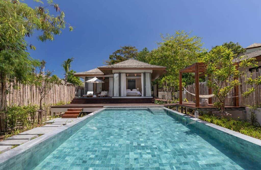 Luxury pool suite at Cape Fahn Hotel on Koh Samui Thailand.,