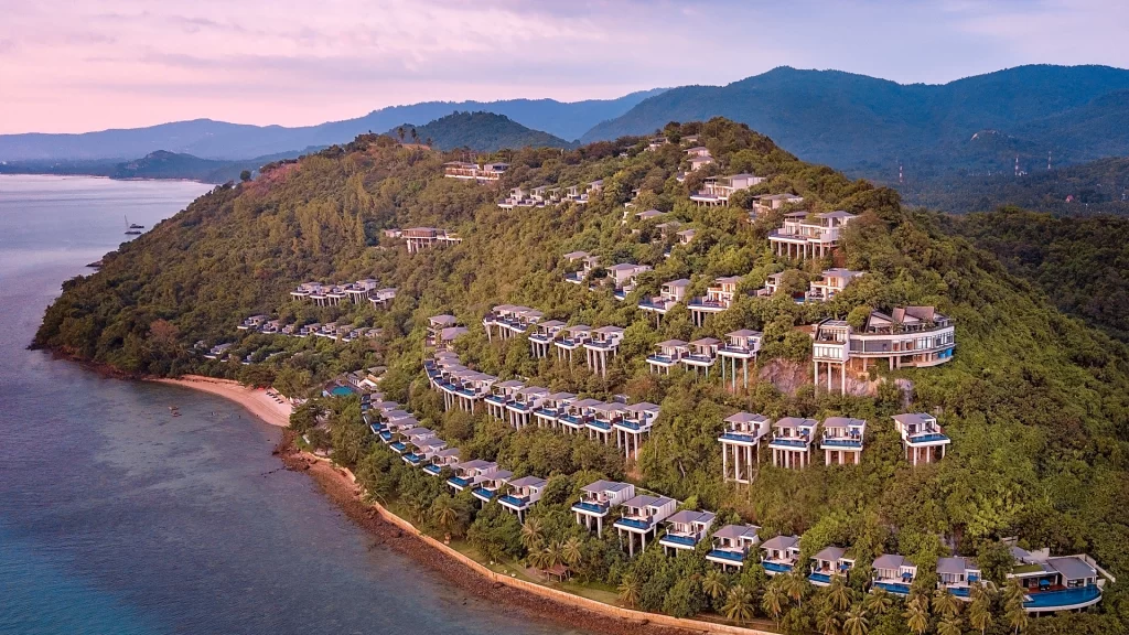Aerial view of Four Season's Resort, Koh Samui Thailand.